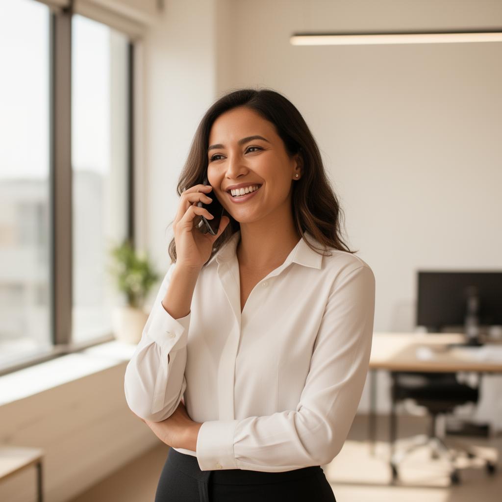 Small business owner taking a call from a new customer